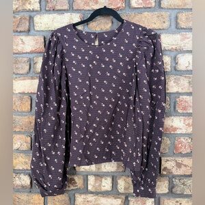 Melrose and Market Floral Puff Sleeve Cropped Top – Size L